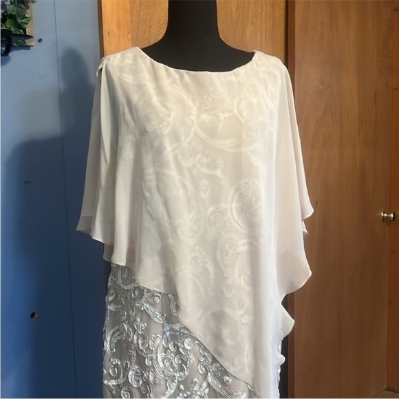 Studio one appliqué dress with sheer overlay. - Picture 9 of 10